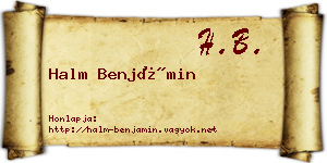 Halm Benjámin névjegykártya